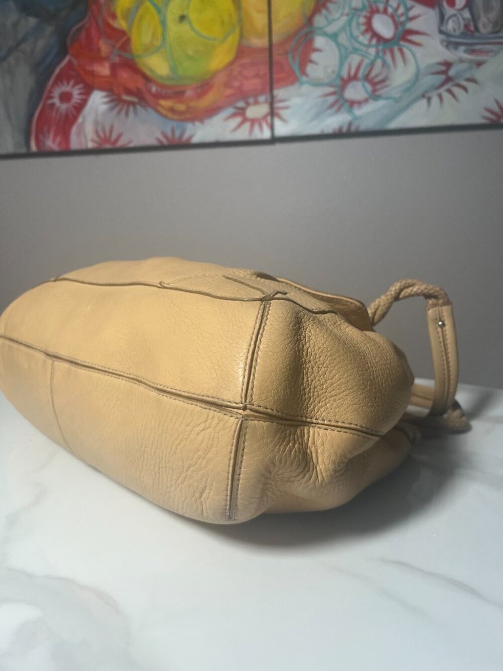 Cole Haan Village SP06 Beige Pebbled Leather Hobo Shoulder Bag Y2K - Picture 11 of 16